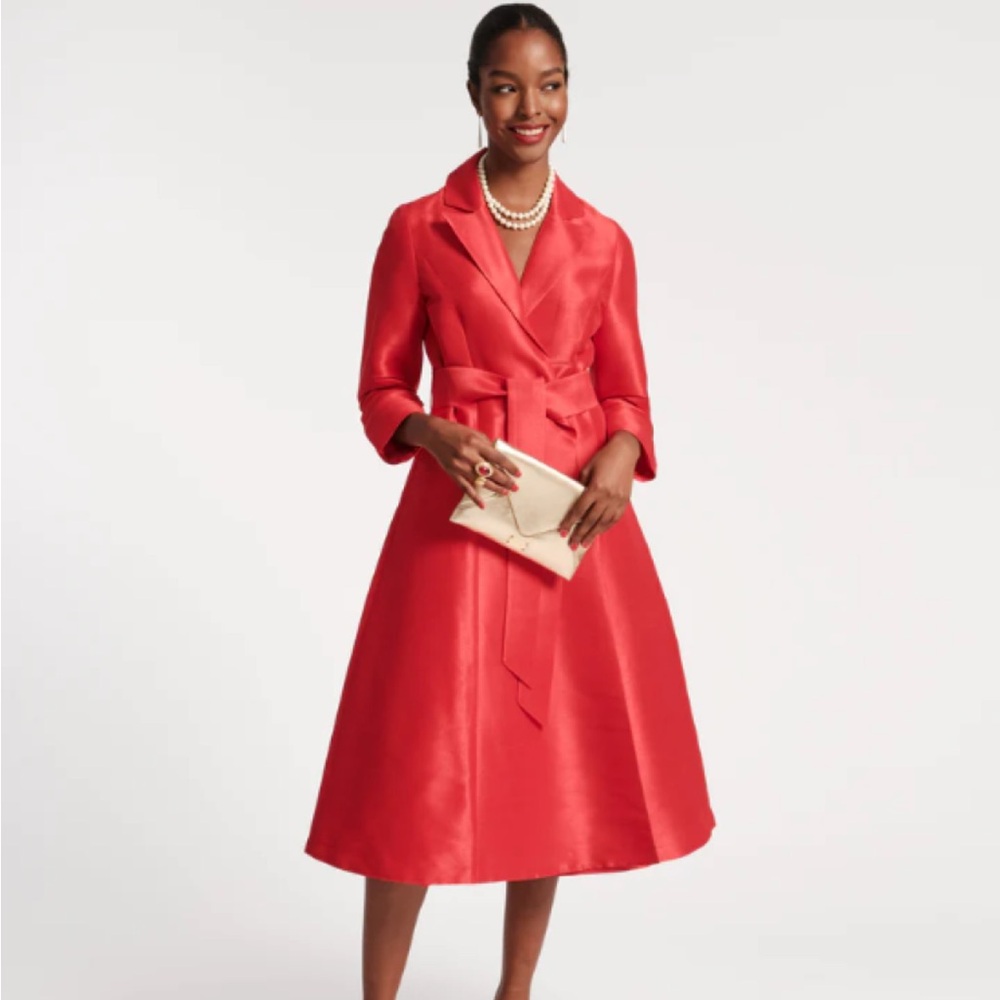 Frances Valentine silk dress coat/dress in gorgeous red